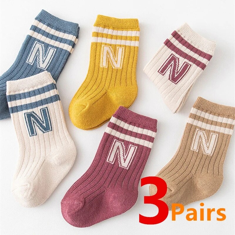 Baby Sock Oximeter - 3 Pairs Baby Letter Socks Knit